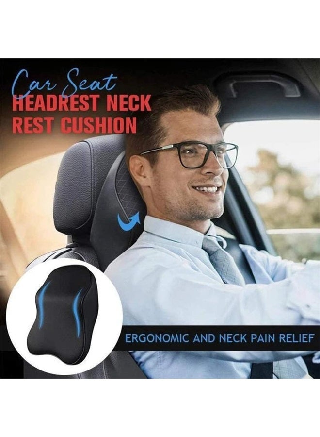 LYNLYN Car Seat Headrest Neck Pillow, 100% Pure Memory Foam Ergonomic Cervical Support Cushion, Breathable Removable Washable Cover, Durable Neck and Upper Back Pain Relief for Car, Office Chair, Gaming Chair (Black) - Image 2
